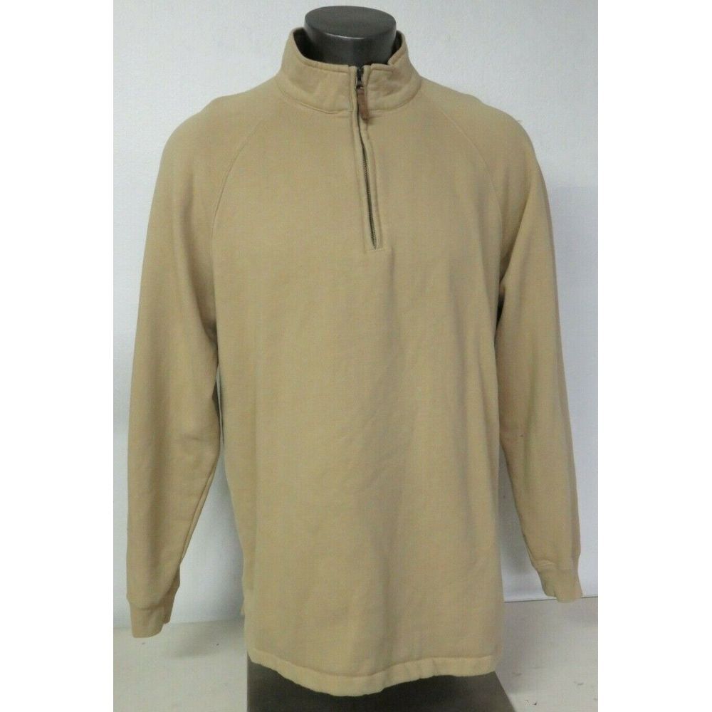 Mens Woolrich‎ 1/2 Zip Sweater Long Sleeve Brown Cotton Blend Hidden Key Size XL
